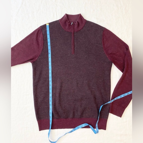 Patrick Assaraf Quarter Zip Extra Fine Merino Wool Sweater Men's L - Picture 3 of 11